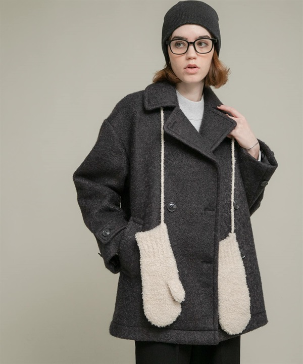 仿羊毛捲毛絨繭型大衣