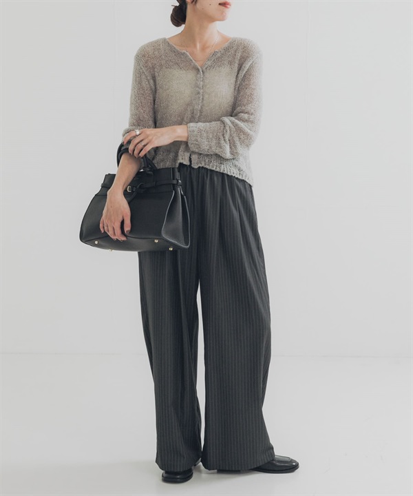 混毛料打褶碎褶直筒褲