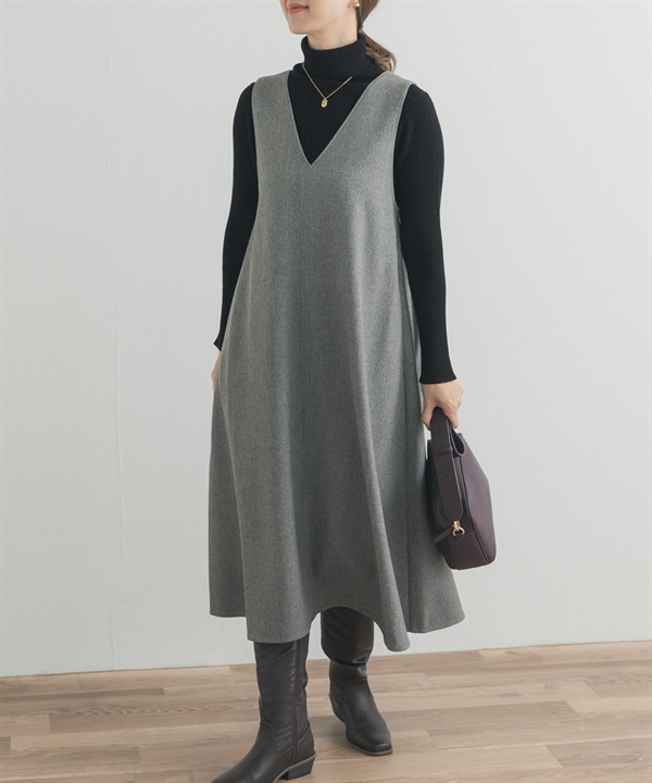 混色紗背面打褶傘狀背心裙