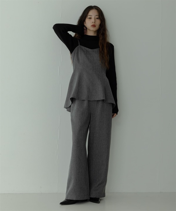 【成套組合】人字紋細肩帶背心 × 長褲