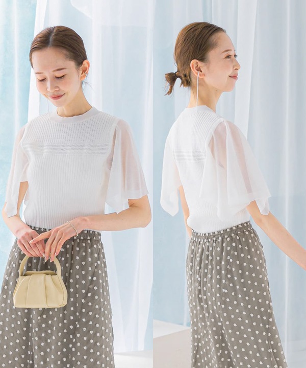 手帕袖羅紋針織衫