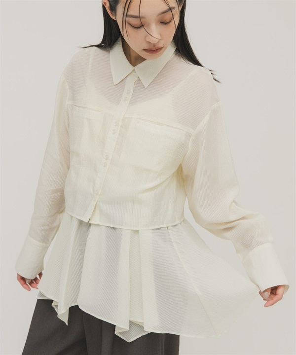 【成套組合】不規則下擺吊帶背心 X 短版襯衫