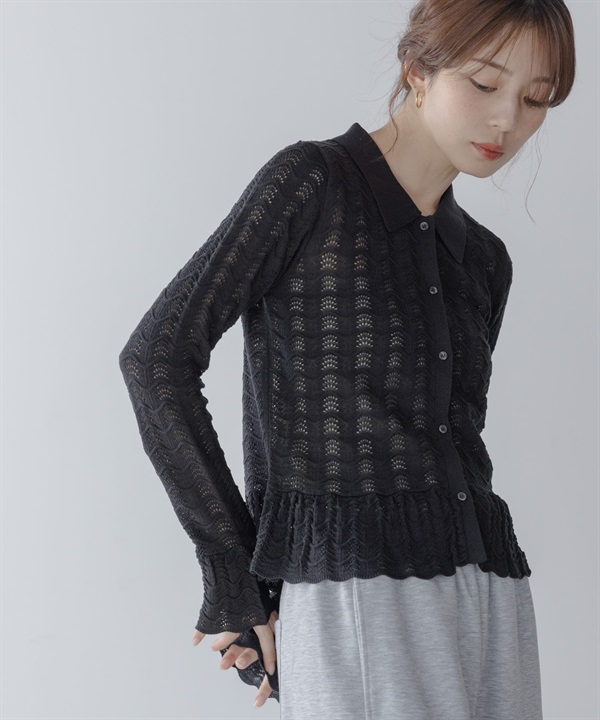 襯衫式鏤空針織衫