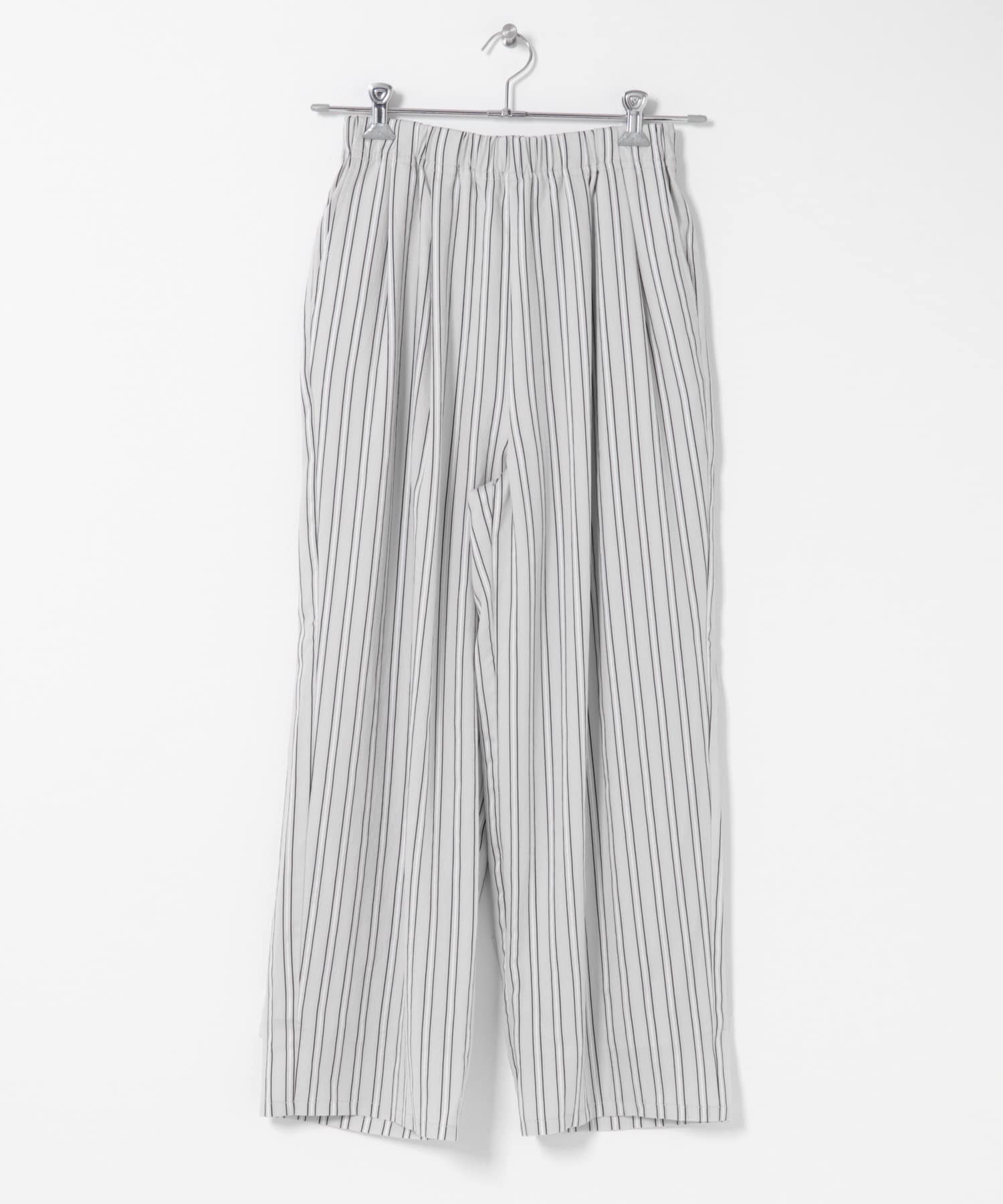 直條紋打褶輕便長褲