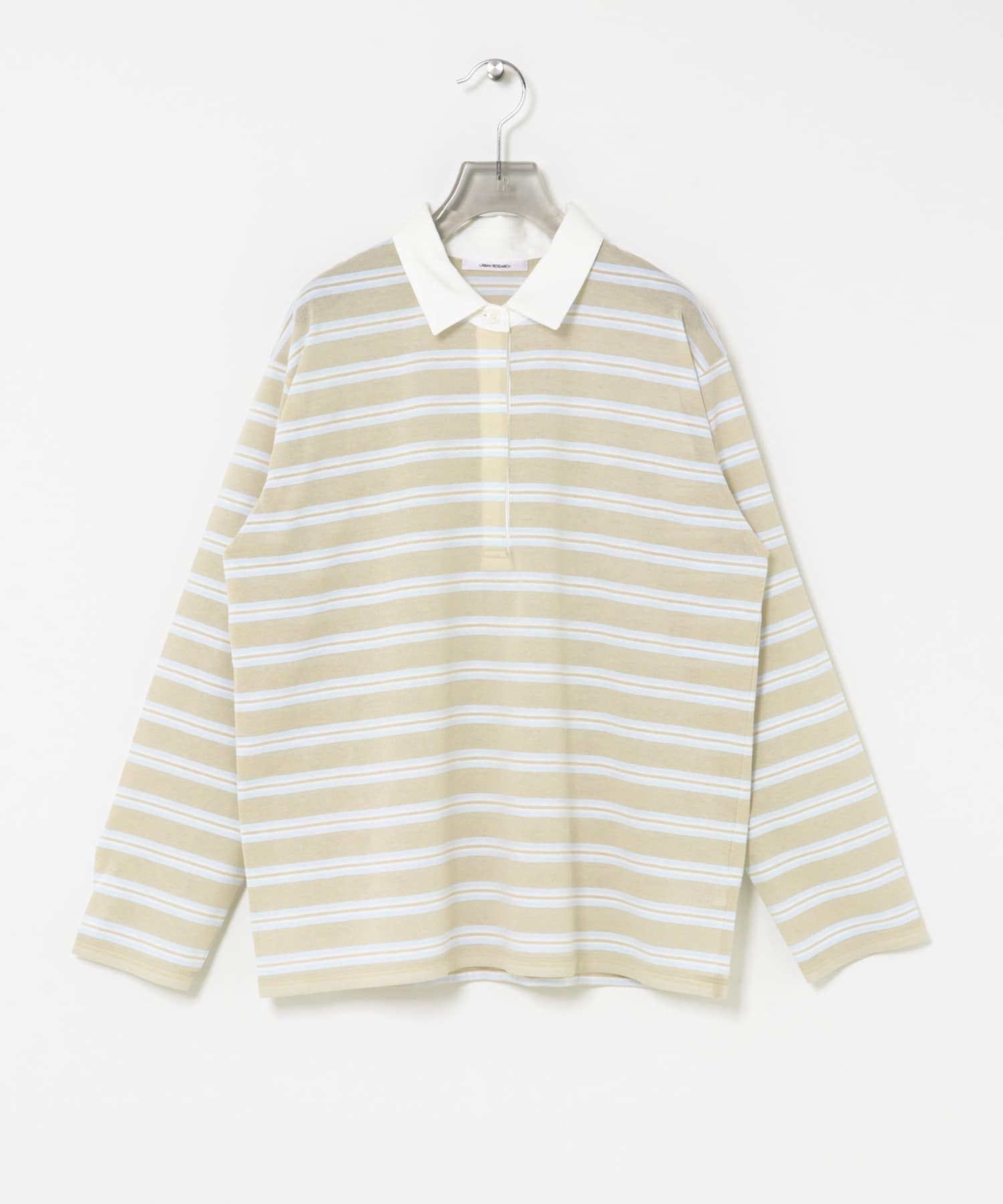 襯衫領多彩橫紋上衣