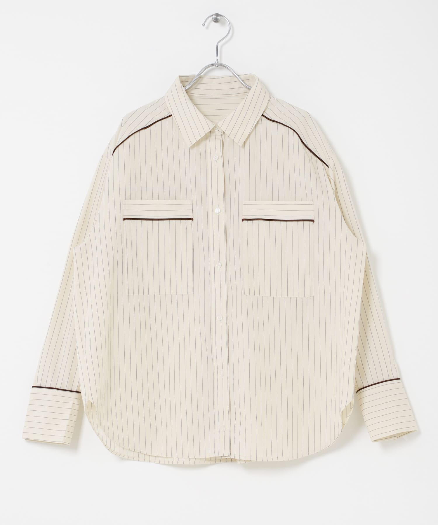 直條紋寬版襯衫