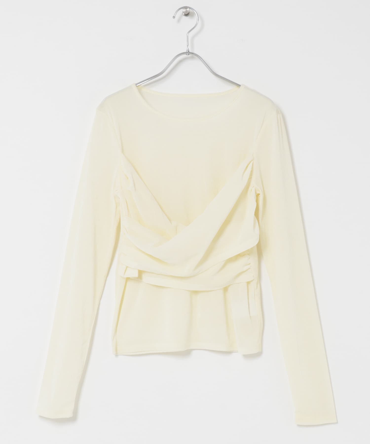 透膚絲絨交叉垂墜上衣