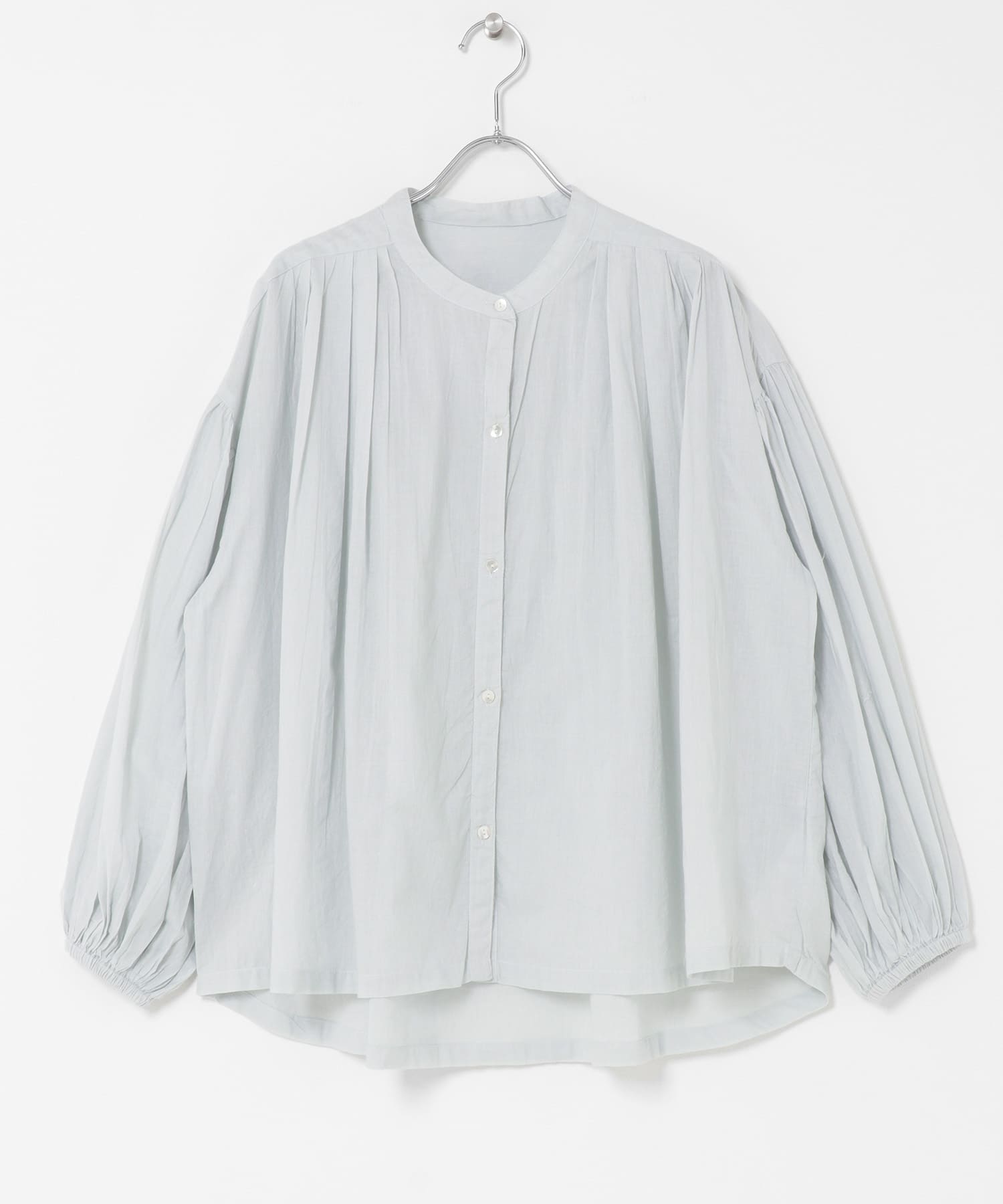 空氣感棉質打褶蓬袖罩衫