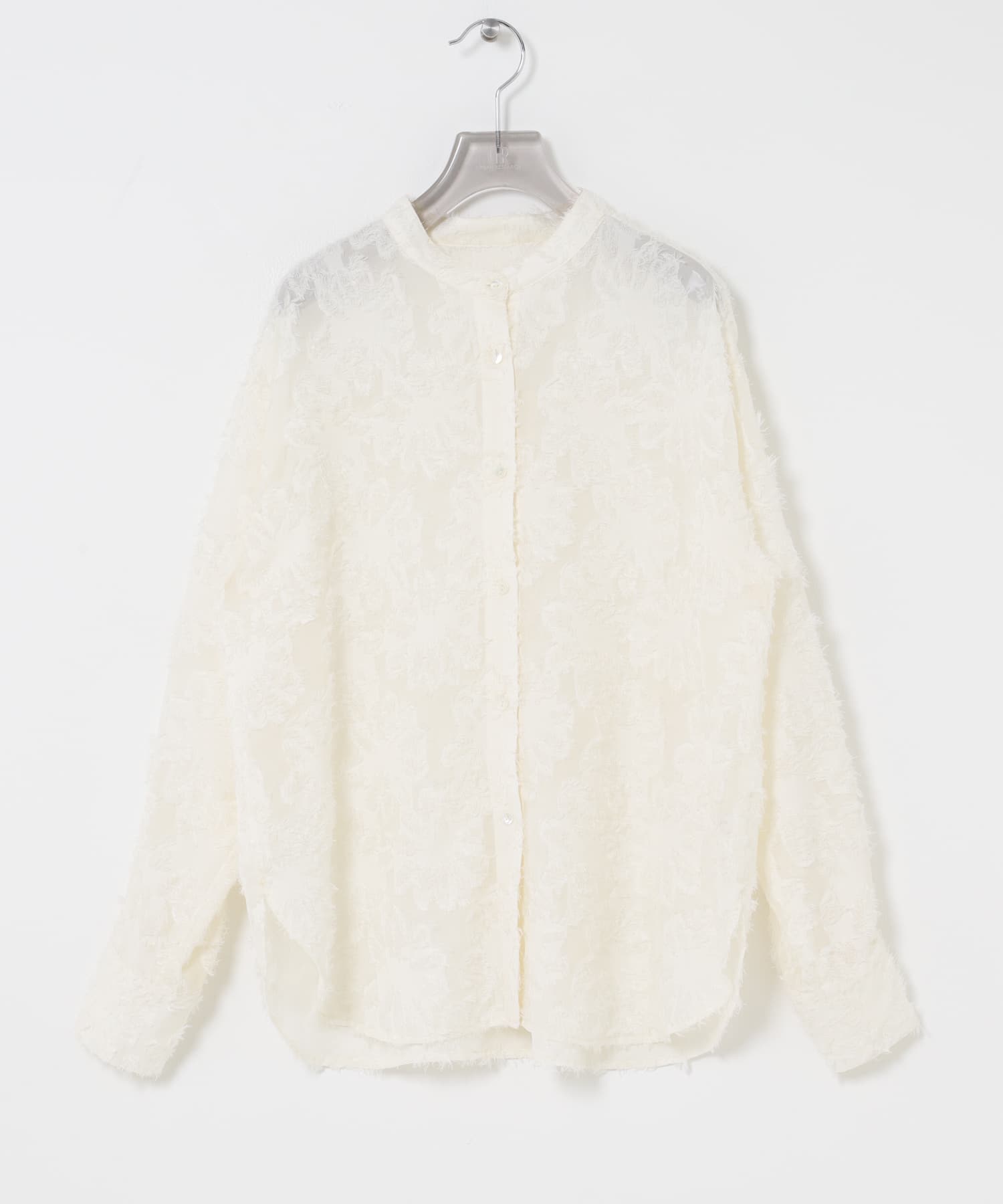 剪花緹織立領襯衫