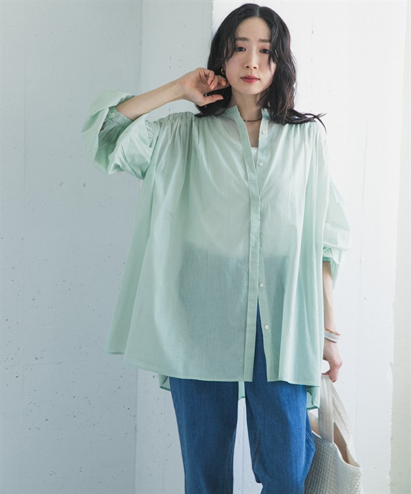 棉質巴里紗碎褶罩衫