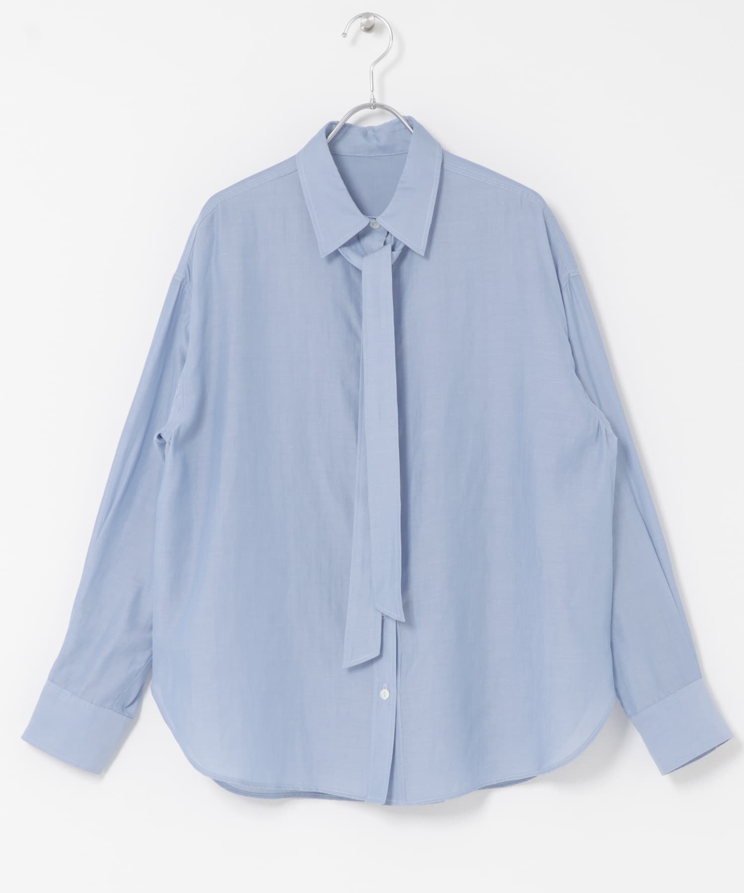 領結設計仿牛仔透膚襯衫