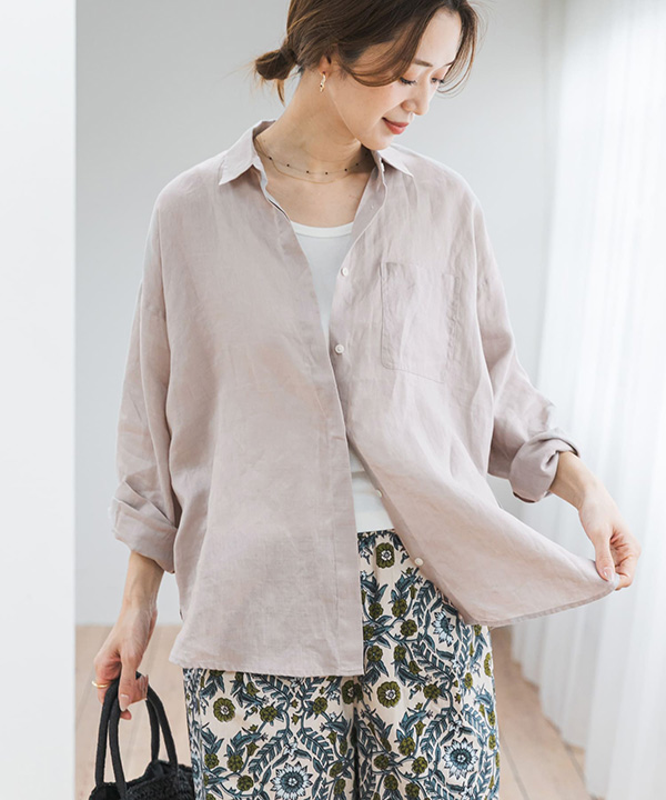 亞麻寬版襯衫