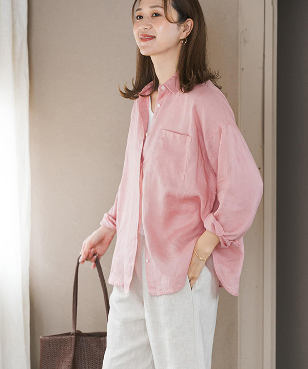 亞麻寬版襯衫