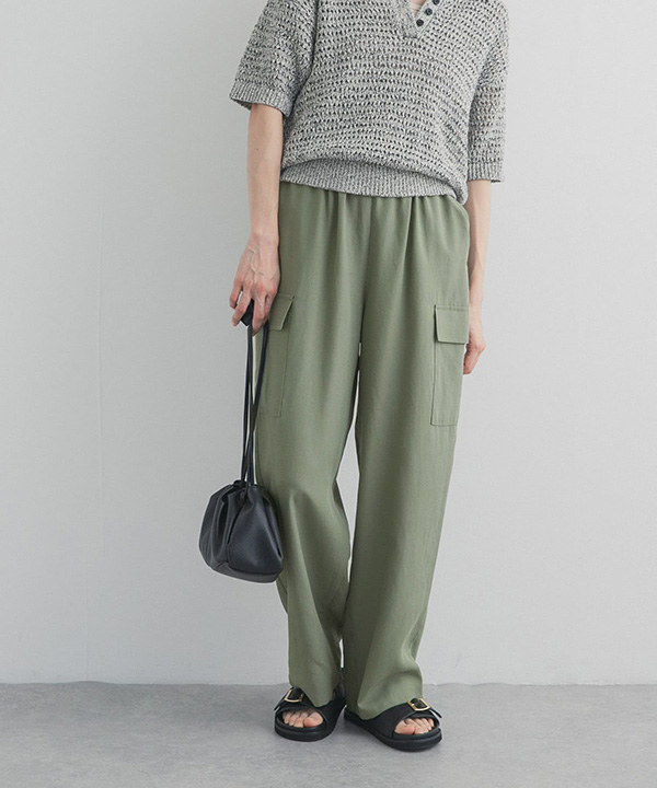 混麻料輕便工作褲