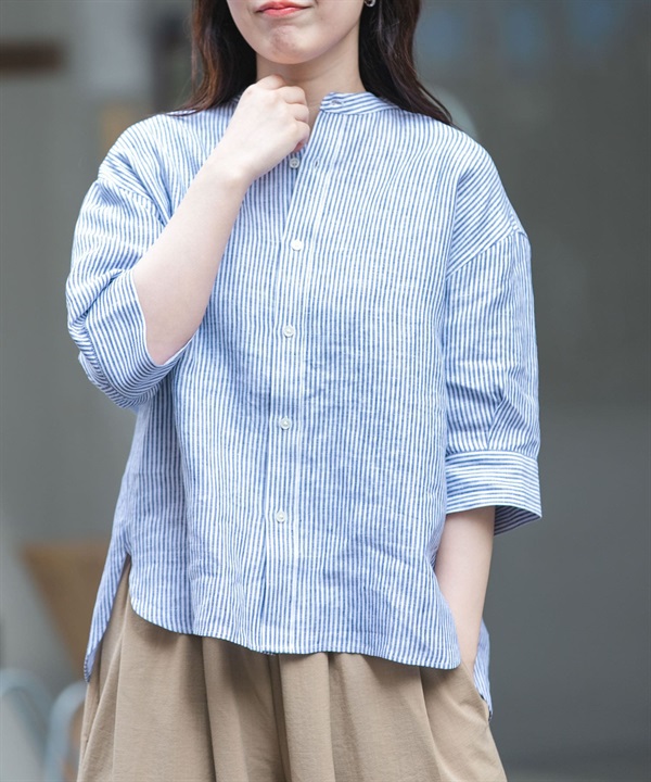 FORK&SPOON 法國亞麻短袖襯衫