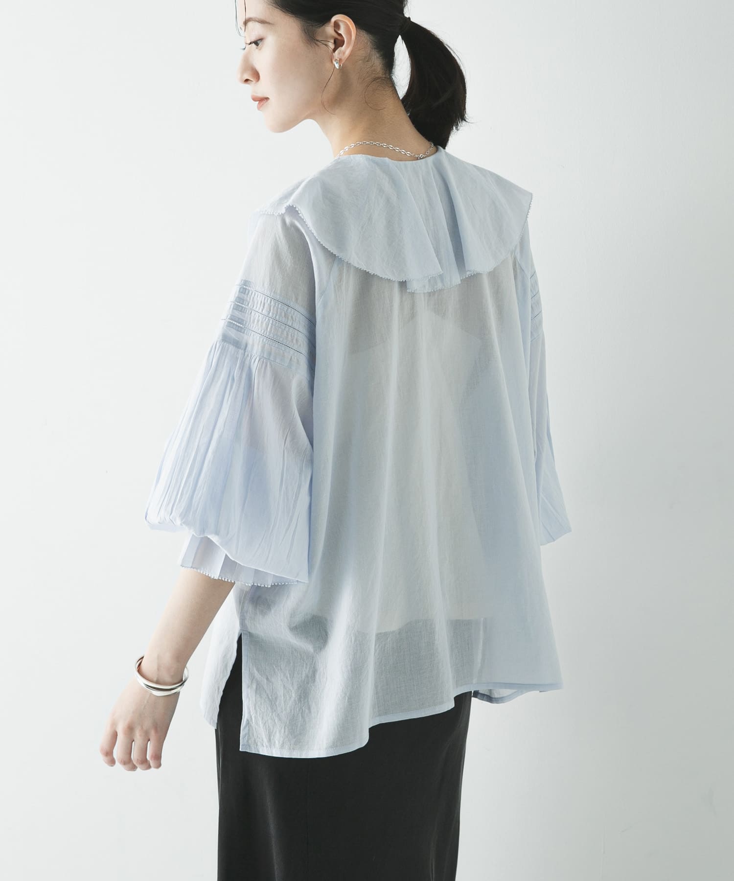 棉質巴里紗荷葉邊罩衫