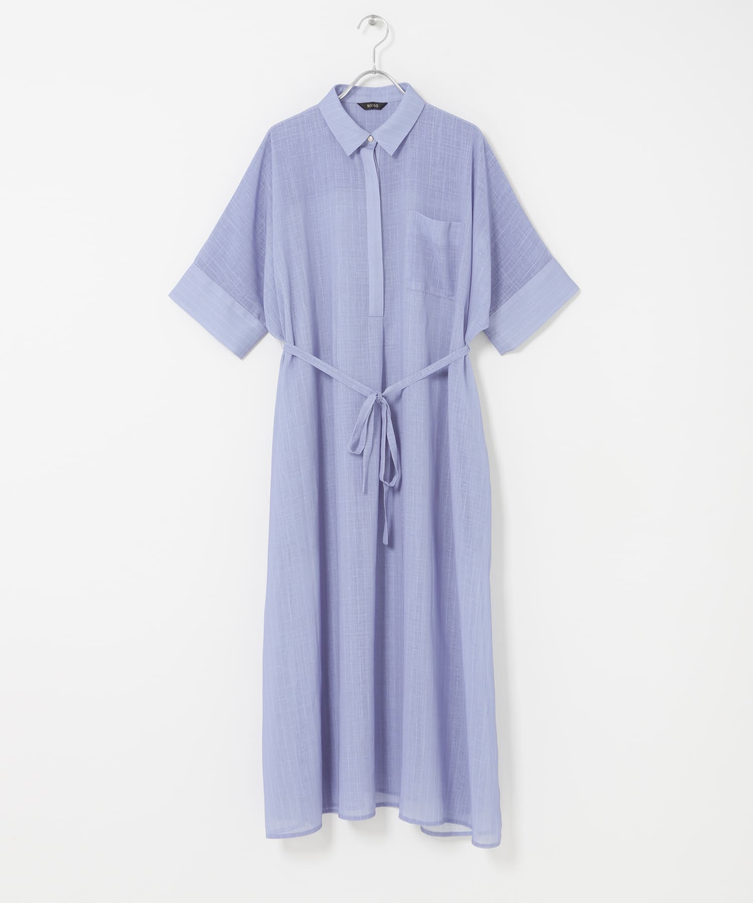 透膚五分袖襯衫洋裝(附襯裙)