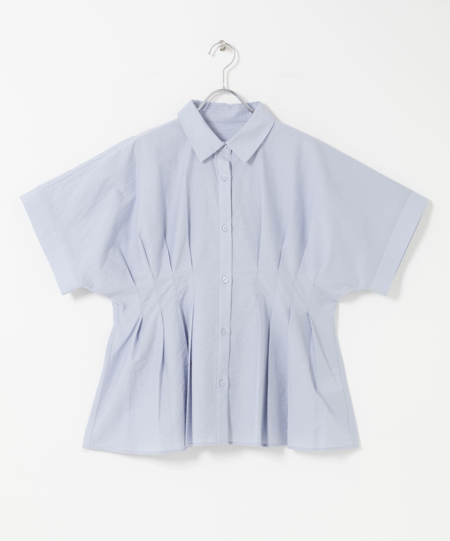 腰部打褶蝙蝠袖罩衫