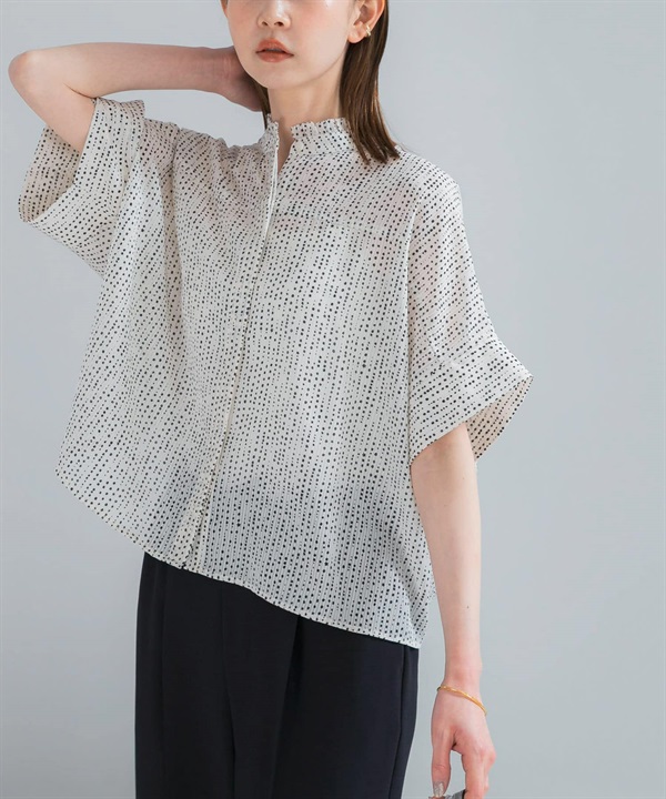 可機洗點點荷葉領罩衫