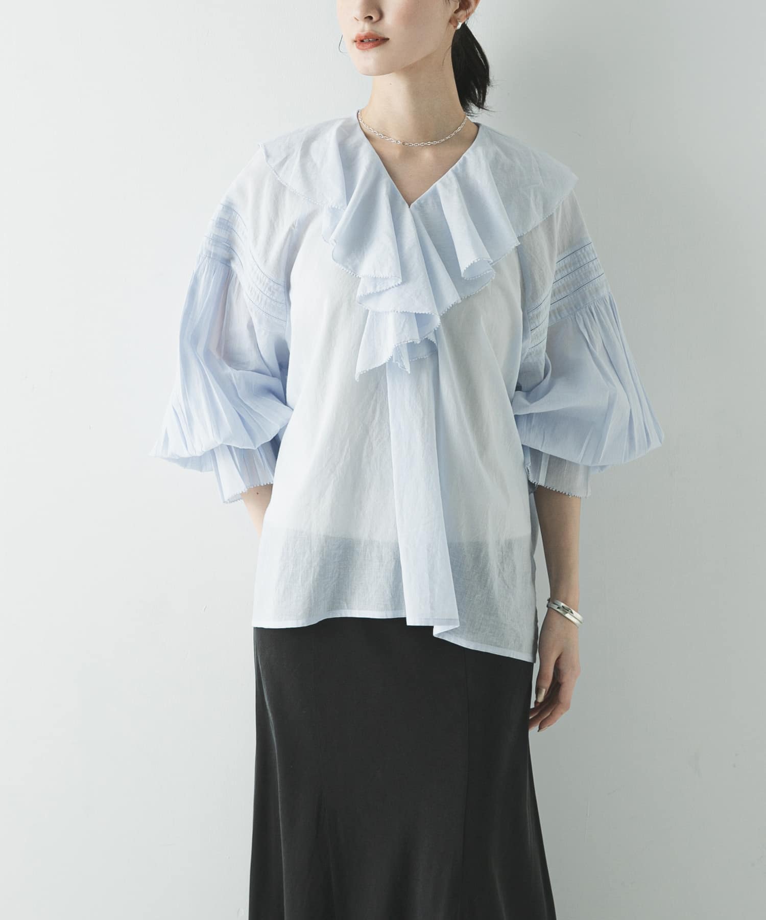 棉質巴里紗荷葉邊罩衫