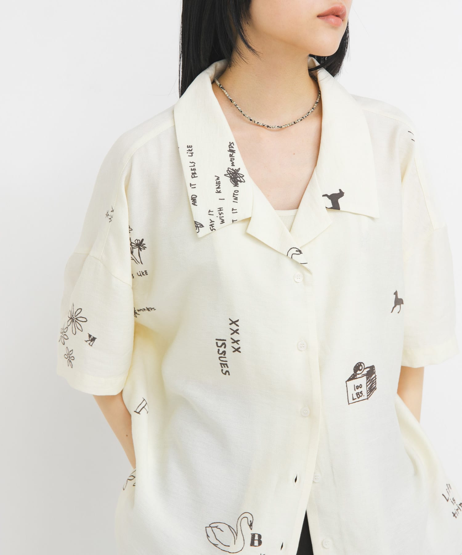 刺青圖案寬版襯衫