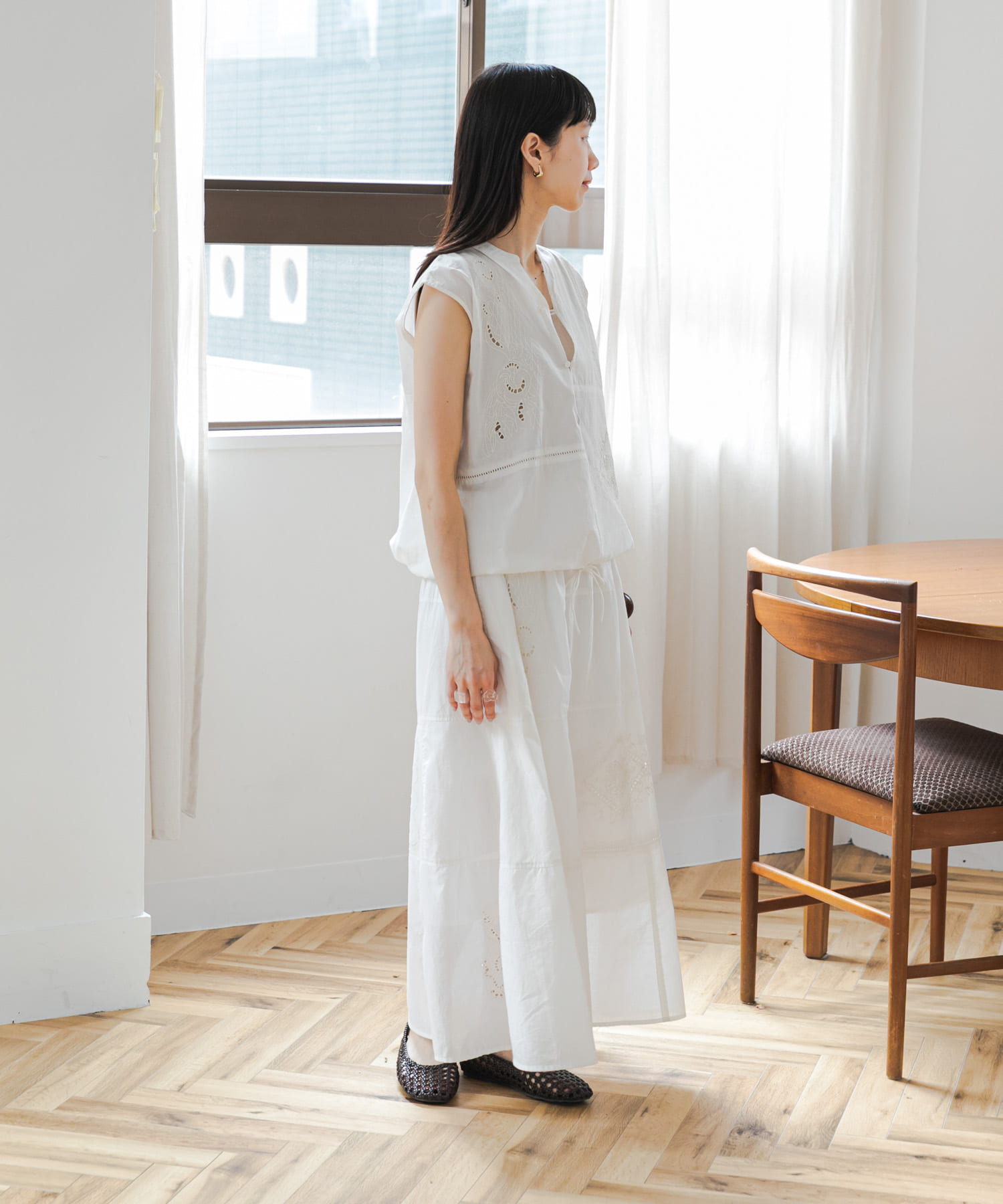拼接刺繡長裙