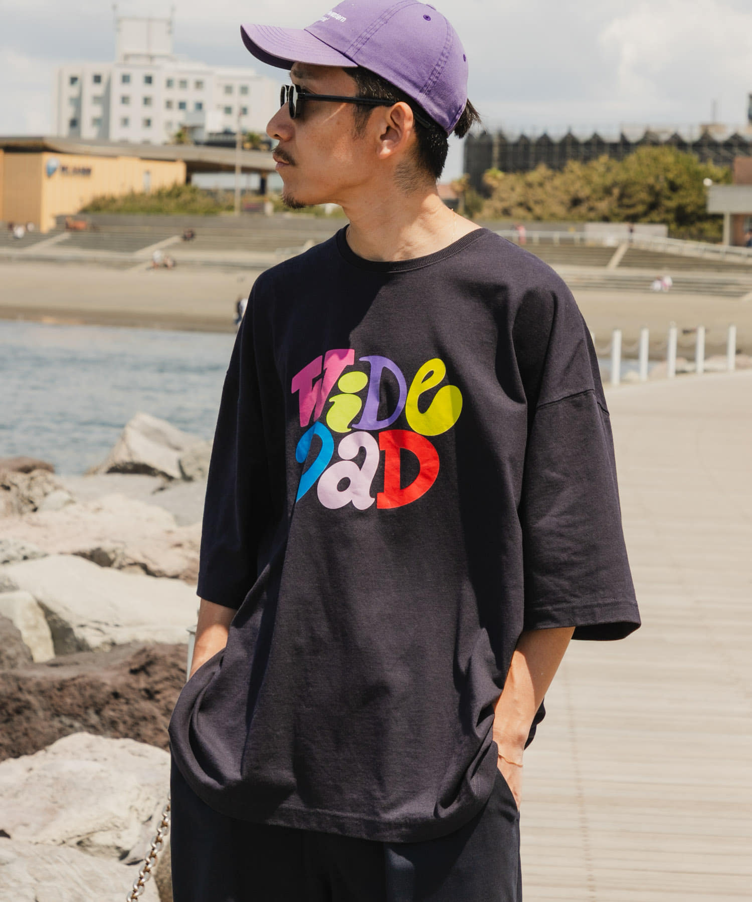 WIDE DAD / 圖案T恤WITH HATCH