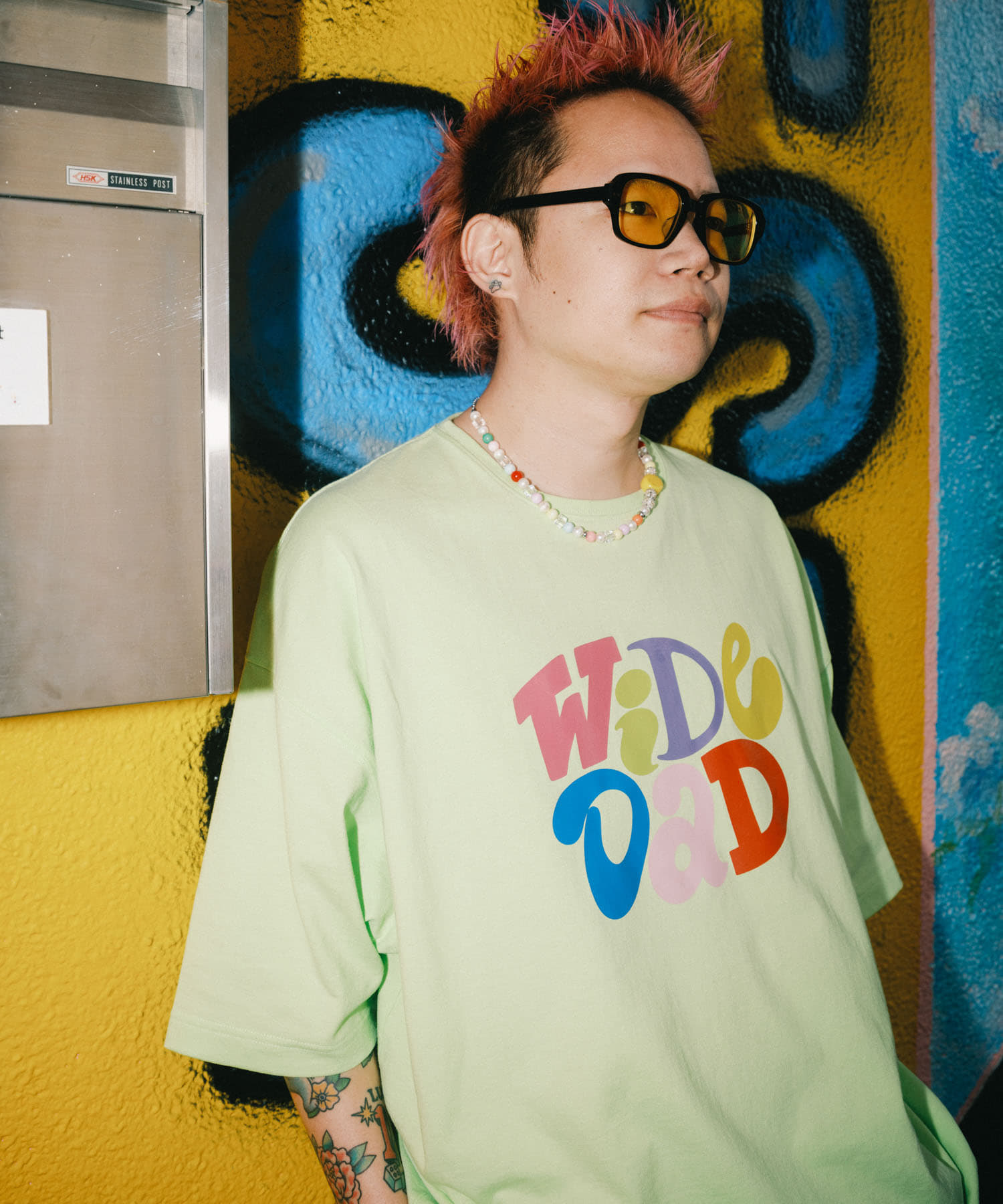 WIDE DAD / 圖案T恤WITH HATCH